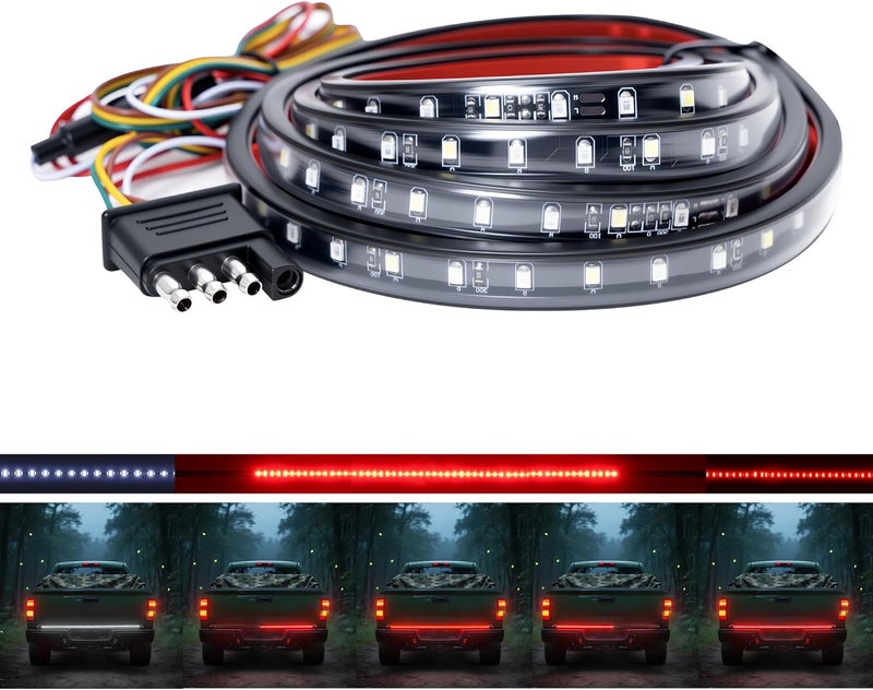 Ligrel 60" Truck Tailgate Light Bar - LED Brake Light Strip with Red Running/Turn Signal & White Reverse Lights, 108 LEDs Waterproof Strip for Pickup - Image 1